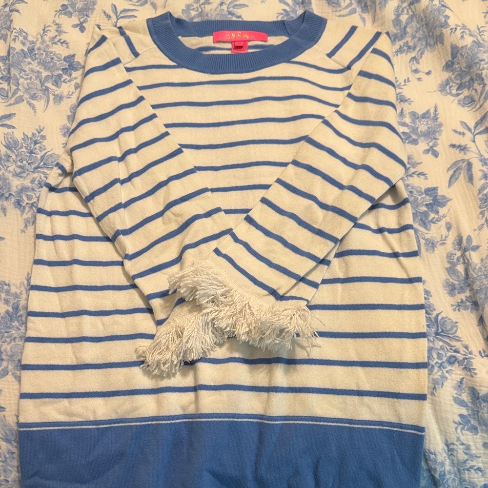 Lilly Pulitzer Blue and White Striped Knit Top
